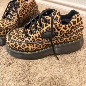 Dr. Martens Buzz Leopard Print Hair-on Platform Sneakers